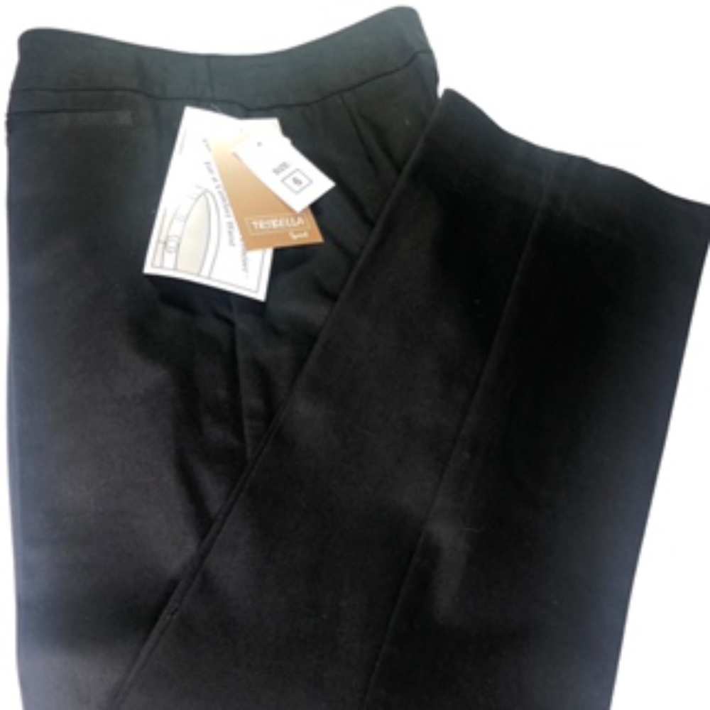 NWT Tribella Front Zip Straight Leg Buttonhole Front Pockets Black Pants Size 6